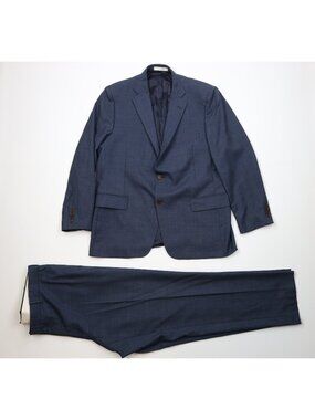 Vtg Streetwear Mens 46R 2 Piece Super 100s Wool Suit Wedding Heather Blue 40x32